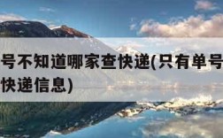 只有单号不知道哪家查快递(只有单号不知道哪家查快递信息)